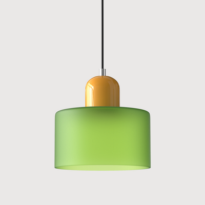 Bauhaus Coloured Pendant – White Shade Beige Base View – Tavellix