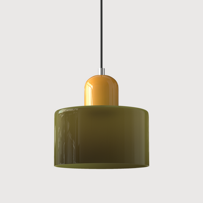 Bauhaus Glass Pendant – Orange Shade Green Base Styling – Tavellix