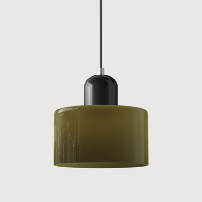 Bauhaus Pendant Light – Green Shade Beige Base Close-Up – Tavellix
