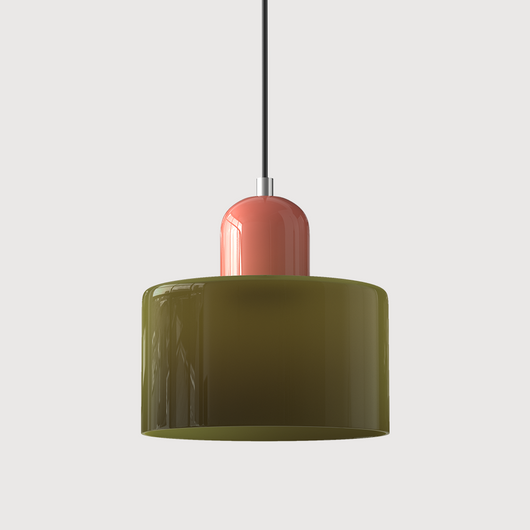 Bauhaus Glass Pendant – Frosted Green Shade Black Base – Tavellix