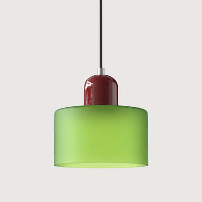 Bauhaus Glass Pendant – White Shade Black Base Close-Up – Tavellix