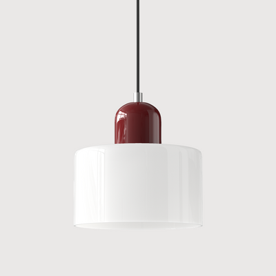 Bauhaus Glass Pendant – White Shade Purple Base Combination – Tavellix