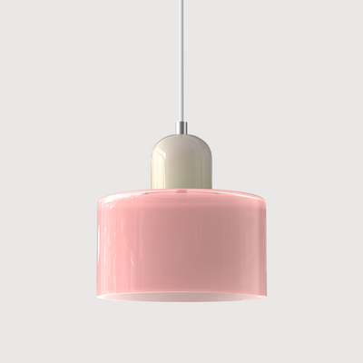 Bauhaus Pendant Light – Pink Shade Beige Base Close-Up – Tavellix