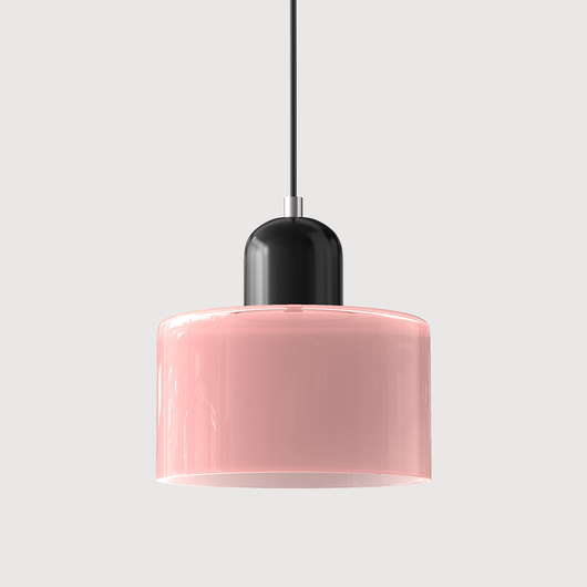 Bauhaus Pendant Light – Pink Shade Black Base Styling – Tavellix