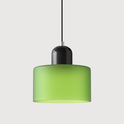 Bauhaus Coloured Pendant – Light Green Shade Red Base Detail – Tavellix