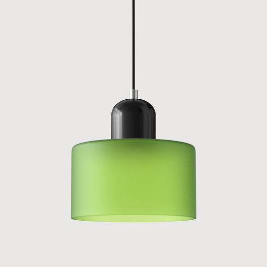 Bauhaus Coloured Pendant – Light Green Shade Red Base Detail – Tavellix