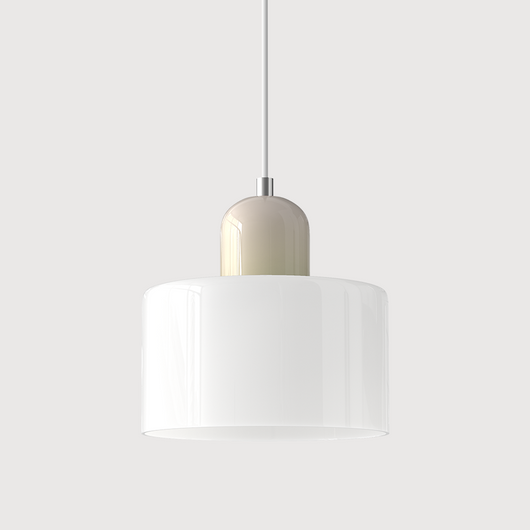Bauhaus Coloured Pendant – Light Green Shade Pink Base – Tavellix