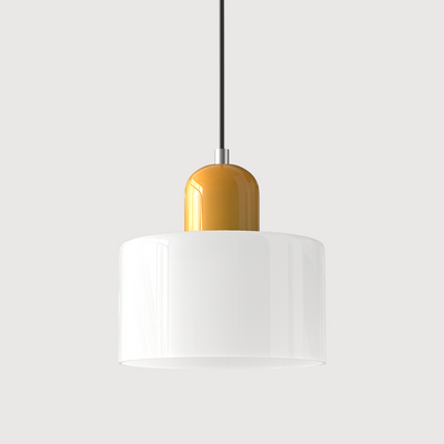 Bauhaus Glass Pendant – White Shade Green Base Variant – Tavellix