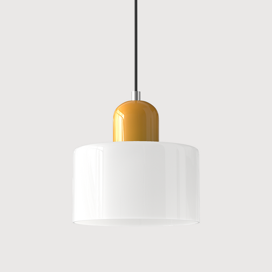 Bauhaus Glass Pendant – White Shade Green Base Variant – Tavellix