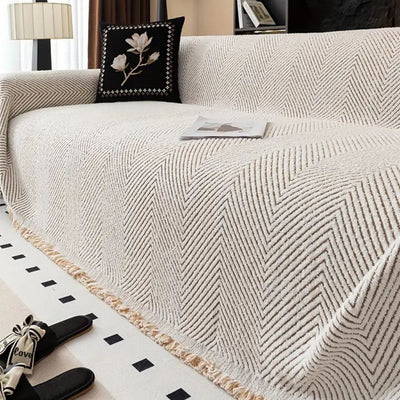Zentor | Herringbone Sofa Cover Luxury Anti Slip Couch Cover Microfibre Throw for Living Room and Home Decor