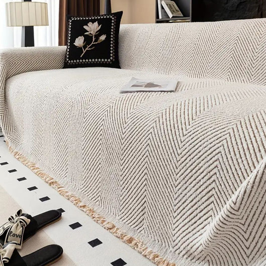 Zentor | Herringbone Sofa Cover Luxury Anti Slip Couch Cover Microfibre Throw for Living Room and Home Decor