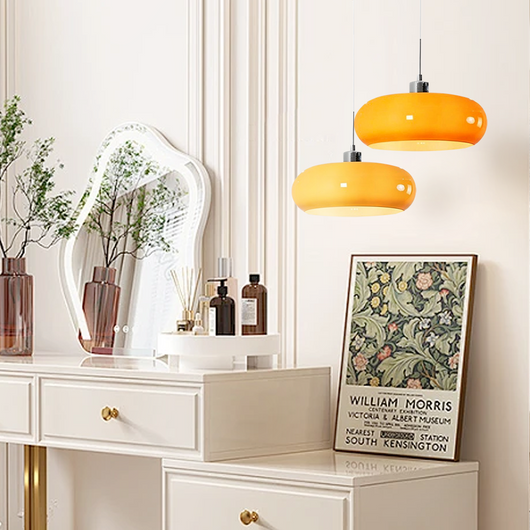 Aurevina | Bauhaus Glass Pendant Light with Hand-Blown Tea Glass Shade