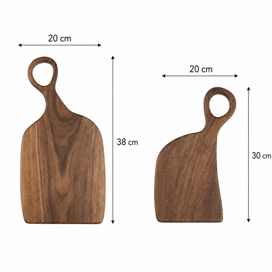 Walnut Chopping Board Set of 2 – Solid Wood Boards – Cutting & Cheese Serving Board for Kitchen Worktop Dining Table