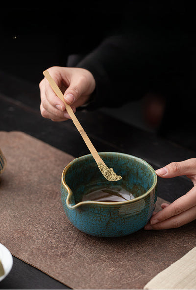 Matcha Set – Handmade Ceramic Bowl, Bamboo Whisk & Scoop – 4-Piece Japandi Gift Set for Kitchen