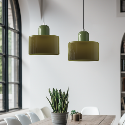 Bauhaus Glass Pendant – Shade and Base Assembly Detail View – Tavellix