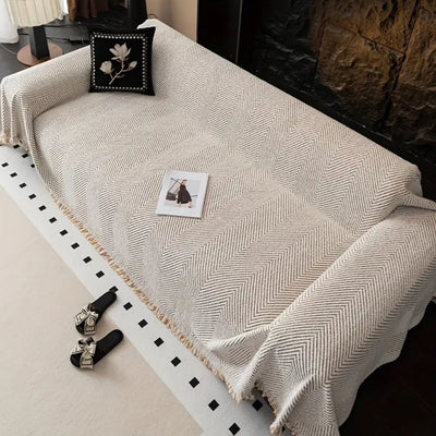Zentor | Herringbone Sofa Cover Luxury Anti Slip Couch Cover Microfibre Throw for Living Room and Home Decor