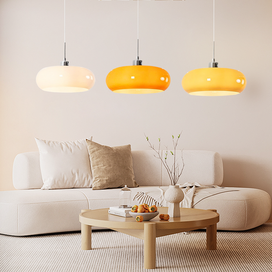 Aurevina | Bauhaus Glass Pendant Light with Hand-Blown Tea Glass Shade