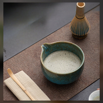 Matcha Set – Handmade Ceramic Bowl, Bamboo Whisk & Scoop – 4-Piece Japandi Gift Set for Kitchen