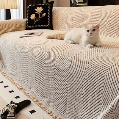 Zentor | Herringbone Sofa Cover Luxury Anti Slip Couch Cover Microfibre Throw for Living Room and Home Decor