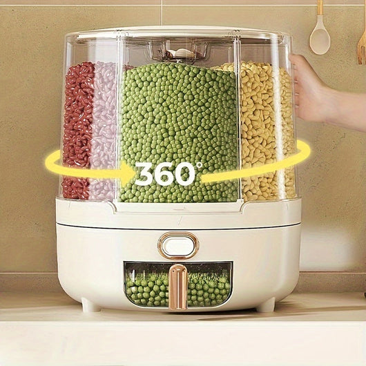 Food Storage Container – 360° Rotating Rice Cereal Dispenser – Airtight Pantry Organiser for Kitchen Cupboard Countertop