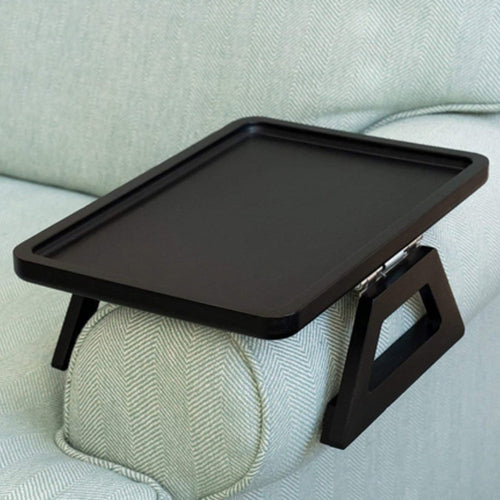 Sofa Arm Tray – Adjustable Bamboo Clip-On Armrest Table – Non-Slip Drinks & Laptop Tray for Living Room Bedroom Lounge