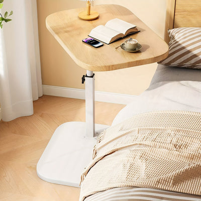 Adjustable Side Table Wood Grain – Natural Finish Beside Sofa – Tavellix