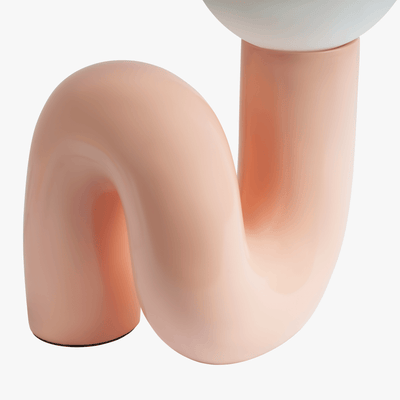 Sculptural Lamp – Cream Pink Base Sculpted Detail – Tavellix