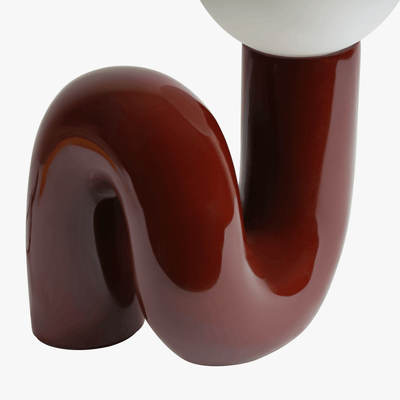 Resin Table Lamp – Sculpted Base Detail Close-Up Red – Tavellix