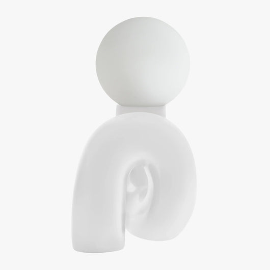 Resin Table Lamp White – Side Profile Minimal Interior – Tavellix