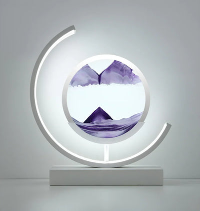 Sand Art Table Lamp – White Purple Sand Display – Tavellix