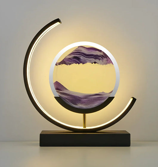 LED Sand Art Table Lamp – Black Purple Sand Moving Landscape – Tavellix