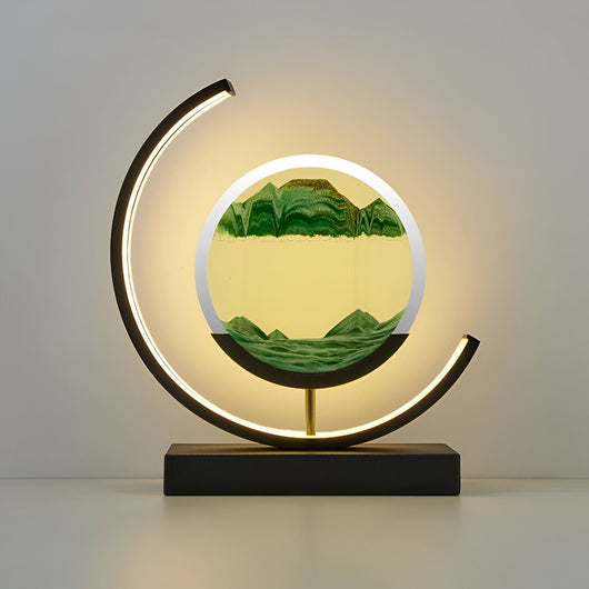 Sand Art Lamp – Black Green Variant Glowing Lit – Tavellix