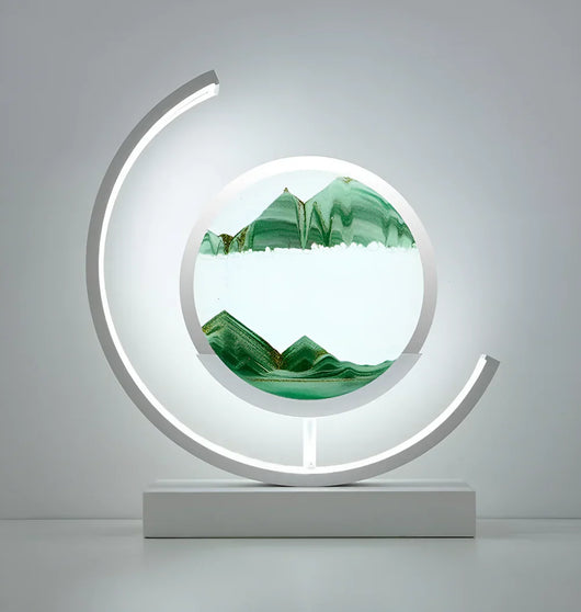 Sand Art Lamp – White Green Circular Frame Detail – Tavellix