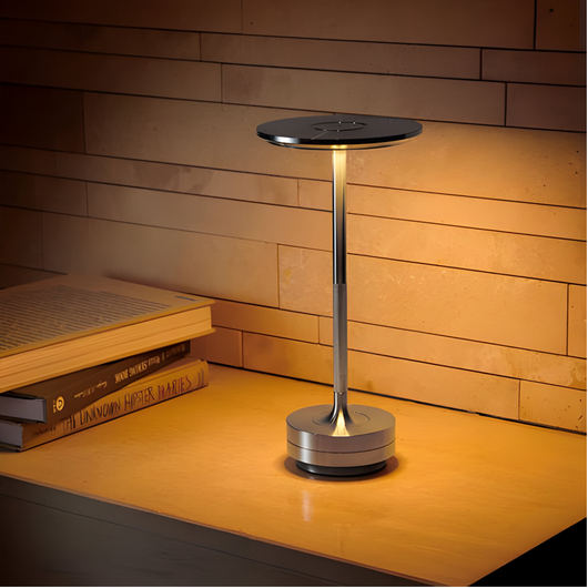 Wireless Table Lamp – Slender Profile Side Angle – Tavellix