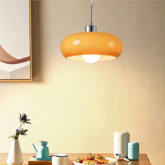 Aurevina | Bauhaus Glass Pendant Light with Hand-Blown Tea Glass Shade