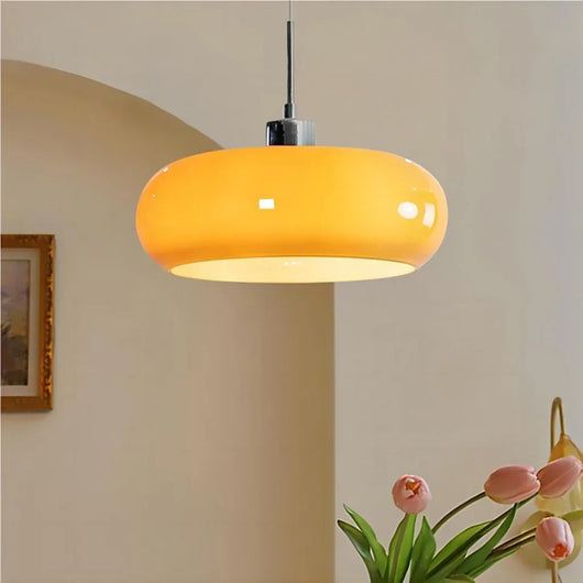 Aurevina | Bauhaus Glass Pendant Light with Hand-Blown Tea Glass Shade