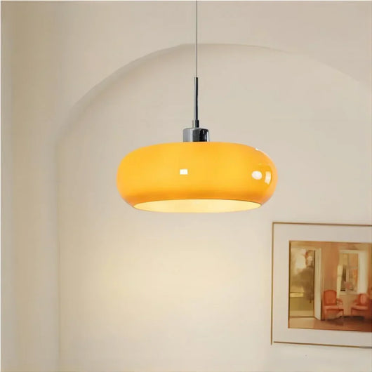 Aurevina | Bauhaus Glass Pendant Light with Hand-Blown Tea Glass Shade