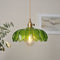 Glass Pendant Light – Floral Hand-Blown Shade with Brass Finish – Retro Vintage Design for Dining Room Kitchen Bedroom
