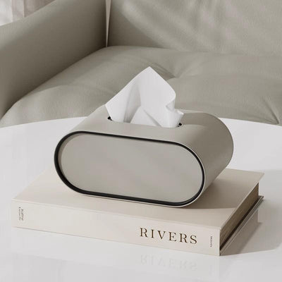 Tissue Box Cover Grey – Desk Minimalist Setting – Tavellix