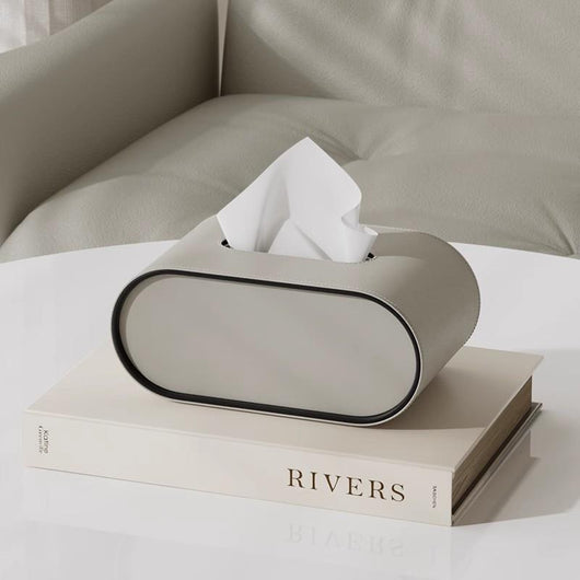 Tissue Box Cover Grey – Desk Minimalist Setting – Tavellix