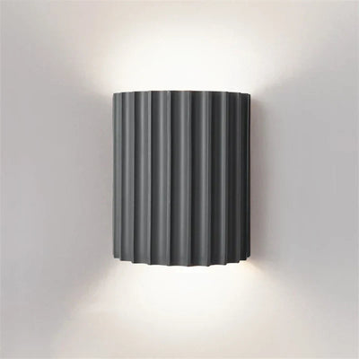 Resin Wall Light – Up & Down Ambient Glow – Ribbed Sculptural Wall Sconce for Bedroom Hallway Living Room