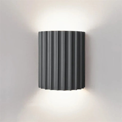 Resin Wall Light – Up & Down Ambient Glow – Ribbed Sculptural Wall Sconce for Bedroom Hallway Living Room