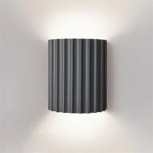 Resin Wall Light – Up & Down Ambient Glow – Ribbed Sculptural Wall Sconce for Bedroom Hallway Living Room