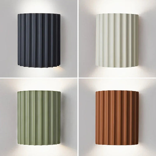 Resin Wall Light – Up & Down Ambient Glow – Ribbed Sculptural Wall Sconce for Bedroom Hallway Living Room