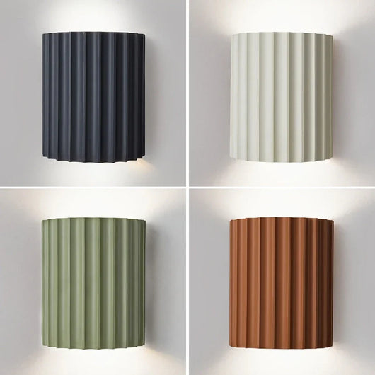 Resin Wall Light – Up & Down Ambient Glow – Ribbed Sculptural Wall Sconce for Bedroom Hallway Living Room