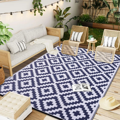 Outdoor Rug – Reversible Waterproof Patio Mat – Recycled Polypropylene – Easy Clean for Patio Garden Balcony