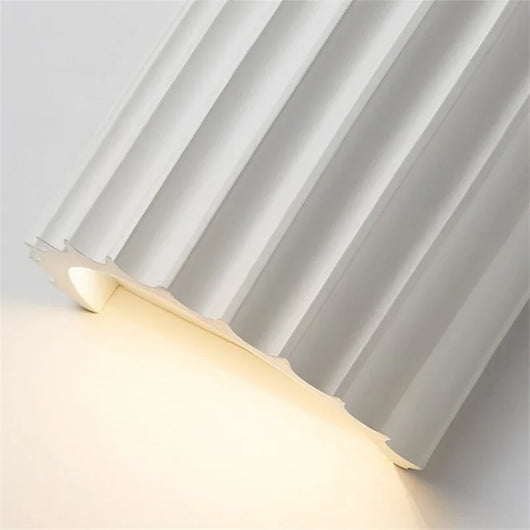 Resin Wall Light – Up & Down Ambient Glow – Ribbed Sculptural Wall Sconce for Bedroom Hallway Living Room