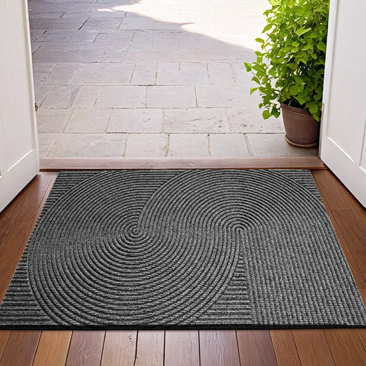 Door Mat – 3D Groove Anti-Slip Polyester Entrance Mat – Wear-Resistant Design for Hallway Porch Patio