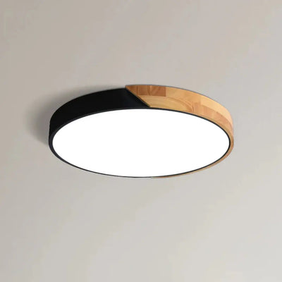 Wooden Ceiling Light – Flush Mount LED Fitting – Natural Wood Surface Light for Bedroom Living Room Hallway