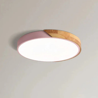 Wooden Ceiling Light – Flush Mount LED Fitting – Natural Wood Surface Light for Bedroom Living Room Hallway